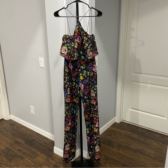 AIDAN MATTOX Womens Black Sleeveless V Neck Cocktail Straight leg Jumpsuit Sz 2 - Picture 2 of 9